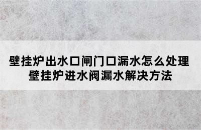 壁挂炉出水口闸门口漏水怎么处理 壁挂炉进水阀漏水解决方法